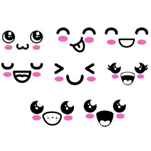 Cute Kawaii Faces SVG, Cute Faces Instant Download Cartoons