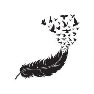 Feather With Birds SVG, Feather SVG Instant Download Drawings