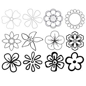 Flower Outline Bundle SVG, Floral Bundle SVG Instant Download Plant and Flowers SVG
