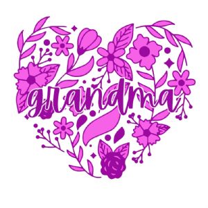 Purple Grandma Floral Heart SVG Cut File Mother's Day SVG