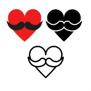 Heart Mustache SVG, Love Mustache SVG Vector Files Valentine's Day SVG