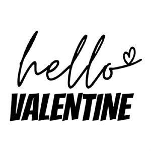Black Hello Valentine SVG, Happy Valentine's SVG Clipart Valentine's Day SVG