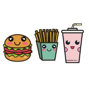 Kawaii Hamburger SVG, Kawaii Fast Food SVG Bundle Instant Download Snack