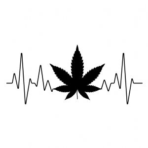 Marijuana Leaf Heartbeat SVG, Heartbeat Vector Instant Download Flower SVG