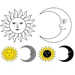 Moons and Suns SVG File, Moon And Sun Bundle Vector Instant Download Sky/Space