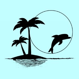Palm Tree With Dolphin Landscapes