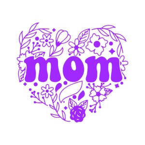 Purple Mom Floral Heart SVG Cut File Mother's Day SVG