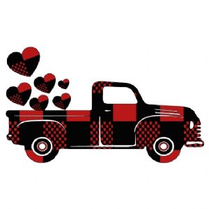 Red Buffalo Plaid Christmas Truck with Heart SVG Cut File Christmas SVG
