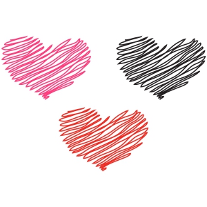 Scribble Hearts SVG Cut File, Instant Download Drawings