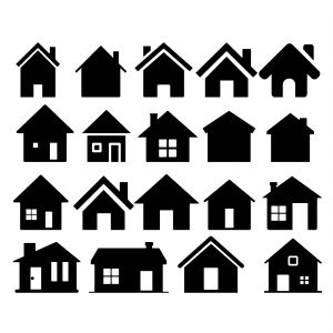 Simple Houses SVG Bundle, Basic House Clipart Files Building And Landmarks