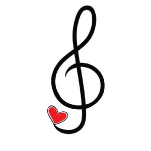 Treble Clef with Red Heart Svg Music