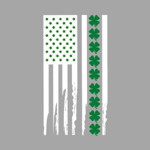 USA White Flag with Shamrocks SVG, Flag SVG Vector Files St Patrick's Day SVG