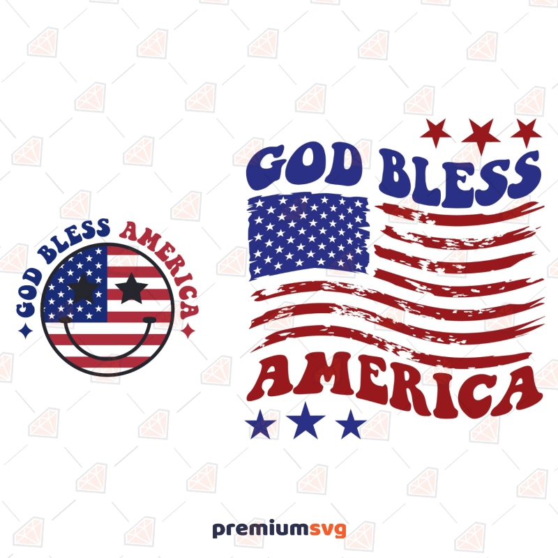 God Bless America SVG Files, 2 Designs 4th Of July SVG Svg