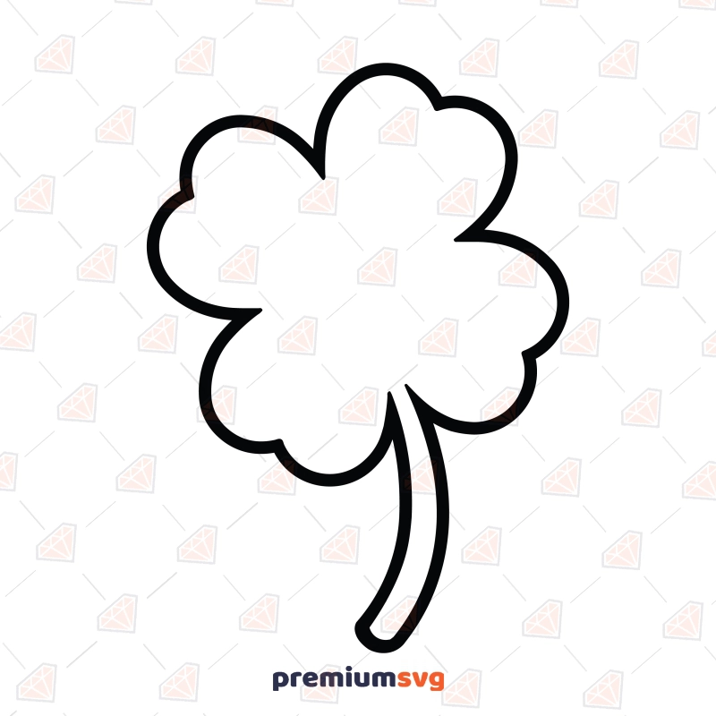 4 Leaf Clover Outline SVG, Lucky Clover SVG Vector Files St Patrick's Day SVG Svg