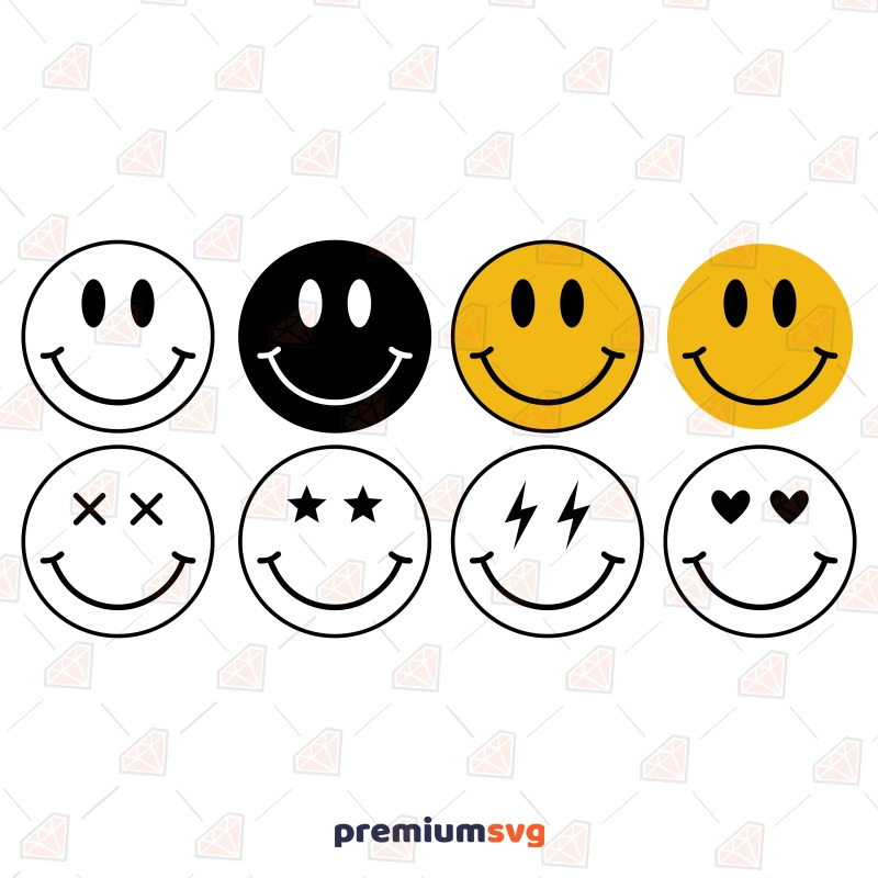 Smiley Faces SVG Bundle, Smiley Emojies SVG Vector Designs Vector Illustration Svg