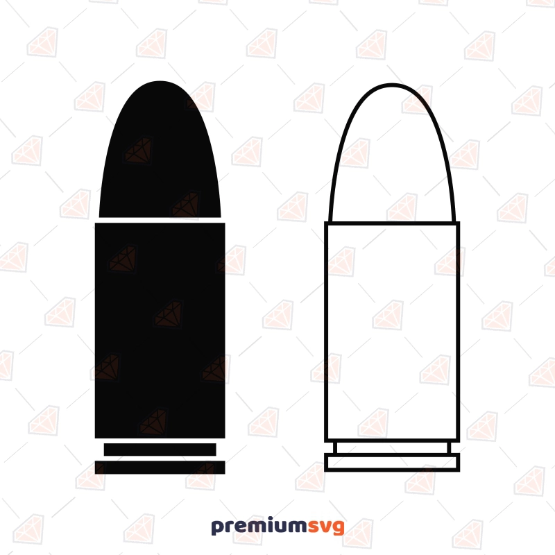 9mm Bullets SVG Cut File, Pistol Clipart Vector Objects Svg