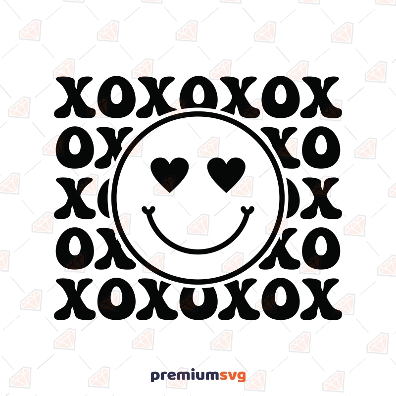 Xoxo Smiley Face SVG, Hugs and Kisses SVG Cut File Valentine's Day SVG Svg