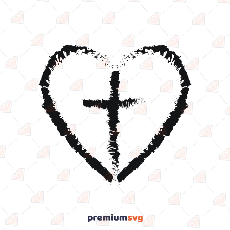 Heart with Cross Inside SVG, Heart Cross SVG Cut File Christian SVG Svg