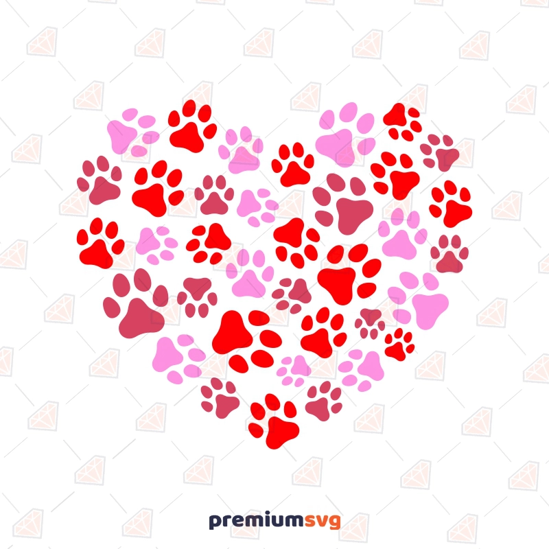 Paw Heart SVG Cut File, Dog Love Valentine's Day SVG, Cat Mom, Dog Mom SVG Valentine's Day SVG Svg