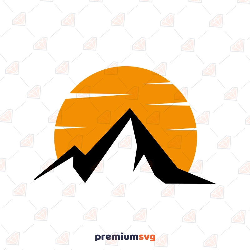 Sunset with Mountain SVG, Sunset SVG on Mountain Silhouette T-shirt SVG Svg