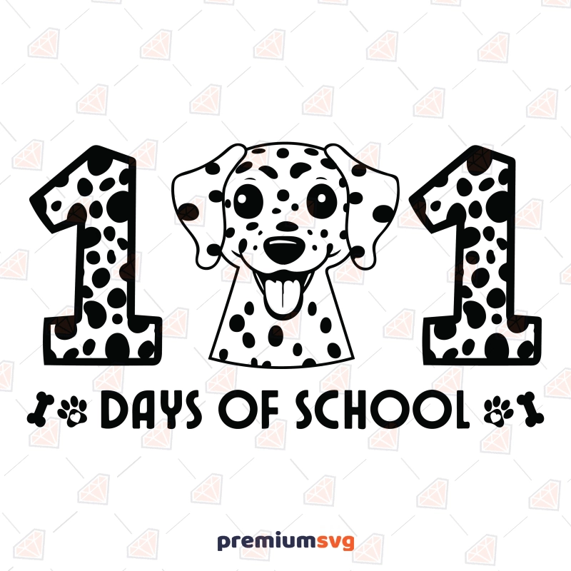 101 Days Of School SVG with Dalmatian, Trendy 101 Days of School SVG School SVG Svg