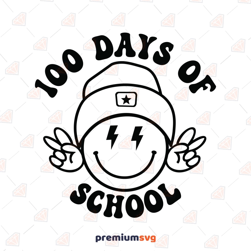 100 Days of School SVG with Smiley Face, Retro 100 Days Of School SVG Teacher SVG Svg