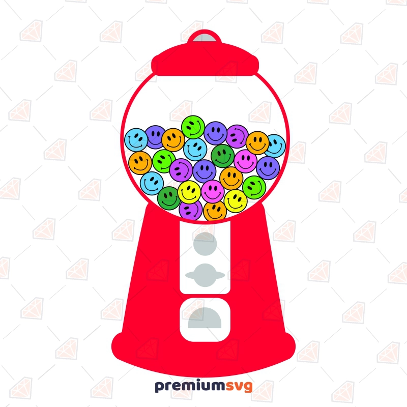 Gumball Machine PNG with Smiley Faces, Trendy Valentine's Day PNG, SVG Valentine's Day SVG Svg