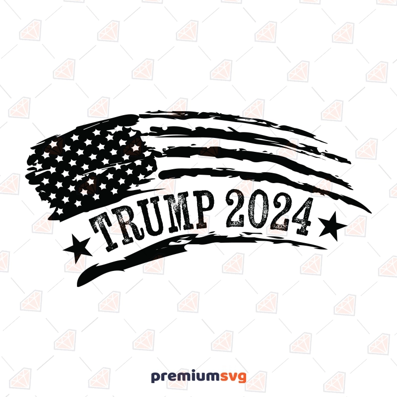 2024 Trump Flag SVG, Wavy USA Flag SVG USA SVG Svg