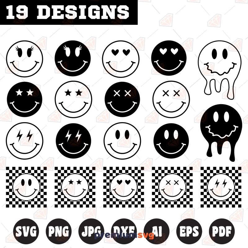 Retro Smiley Face SVG, Smiling Face SVG Bundle Smiley Face SVG Svg