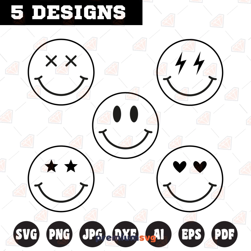 Smiley Faces Bundle SVG, Smiley Face for Cricut Smiley Face SVG Svg