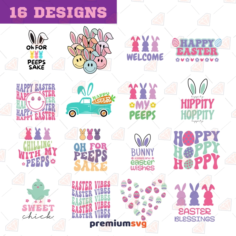 Retro Easter SVG Bundle, Easter Day SVG Cut Files Easter Day SVG Svg