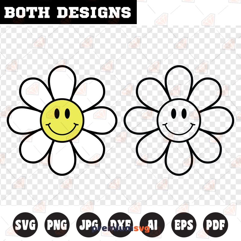 Smiley Face Flower SVG, Daisy Smiley Face SVG Cut File Smiley Face SVG Svg