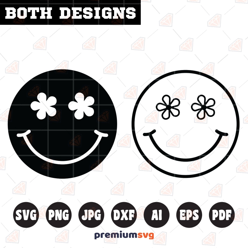 Smiley Face Flower SVG Cut File, PNG, Cricut Smiley Face SVG Svg