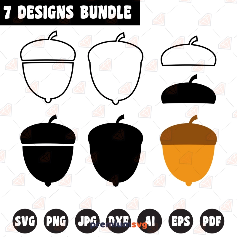 Acorns SVG Bundle, Acorn Clipart, Acorn Outline Cut Files, Instant Download Drawings Svg