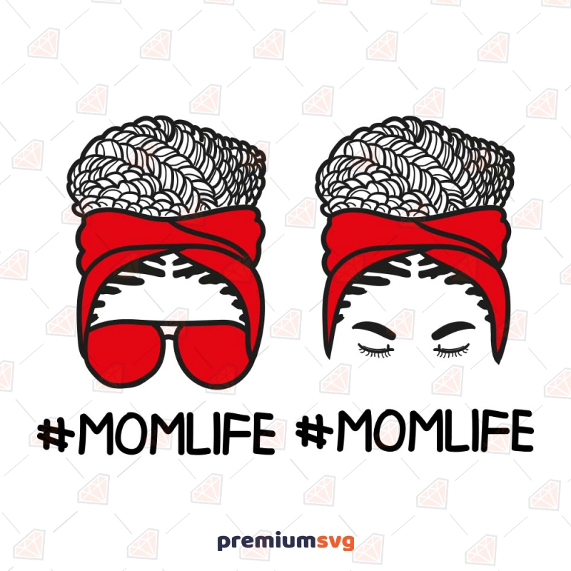 Afro Mom Life SVG Design, Messy Bun Sublimation Mother's Day SVG Svg