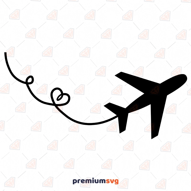 Airplane Heart Path SVG Cut File Transportation Svg