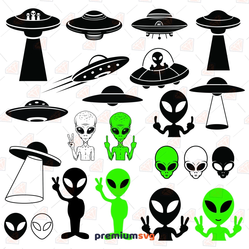 Aliens SVG Bundle, Funny Alien Face SVG Files for Cricut Sky/Space Svg