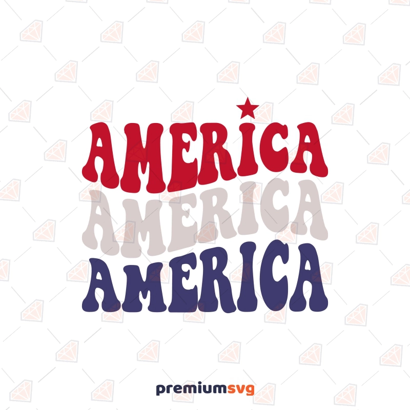 Retro America SVG with Wavy Text, 4th of July SVG 4th Of July SVG Svg