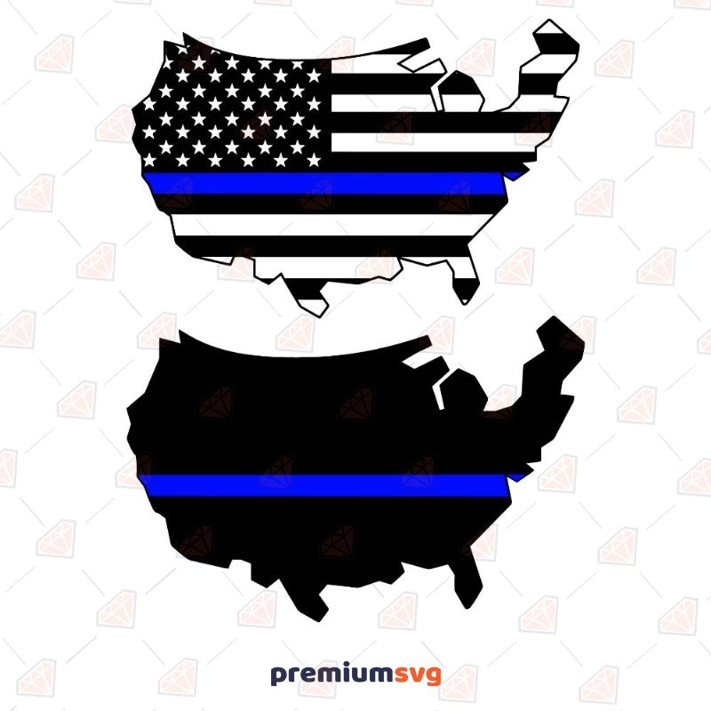 American Flag Thin Blue Line Maps, USA Flag SVG USA SVG Svg