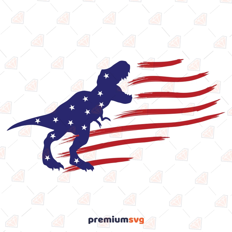 American Flag with Dinosaur SVG, 4th of July Dinosaur SVG 4th Of July SVG Svg