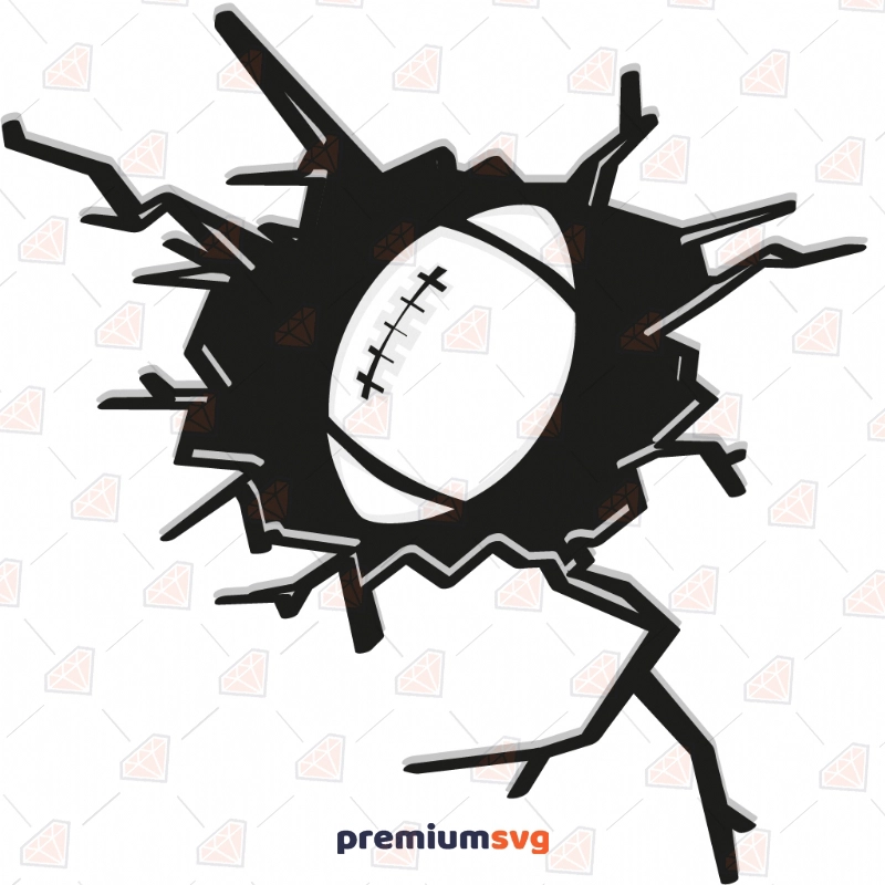 American Football Ball Through Wall SVG Cut File Football SVG Svg