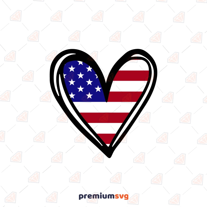 American Love Heart Flag SVG Design 4th Of July SVG Svg