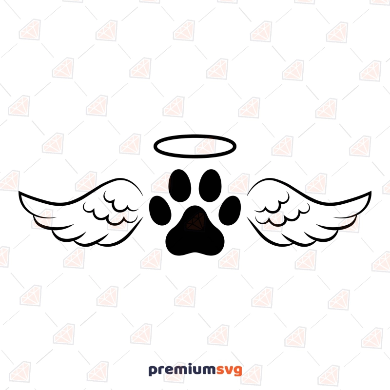 Angel Dog SVG, Paw with Wings Design Dog SVG Svg