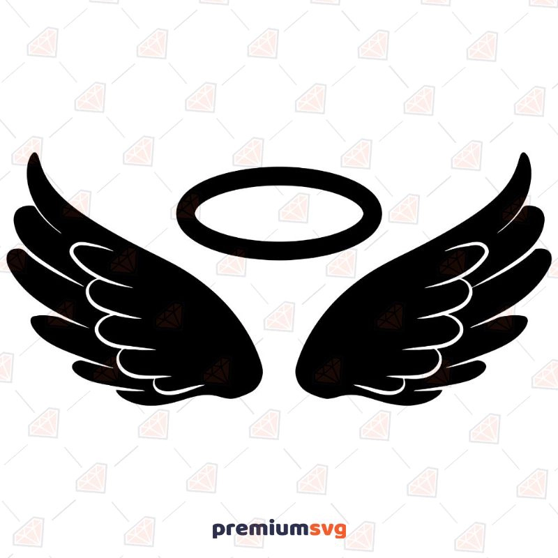 Angel Wings Black SVG, Angel Wings Vector Instant Download Drawings Svg