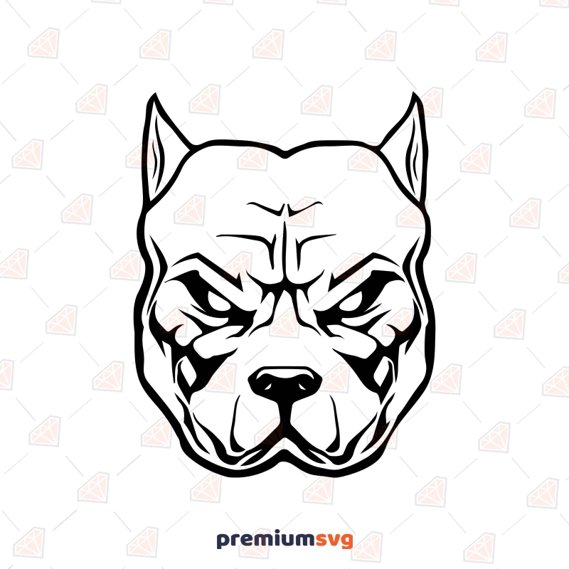 Angry Pitbull Dog Face SVG Design, Cut File Dog SVG Svg