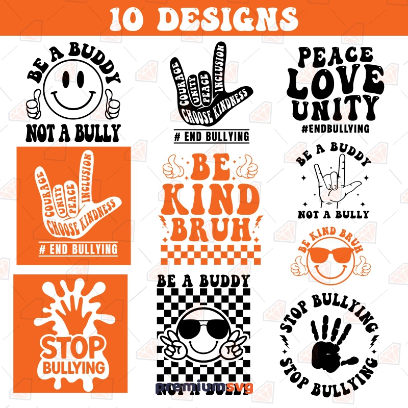 Anti Bullying SVG Bundle, Unity Day Cut Files Awareness Day