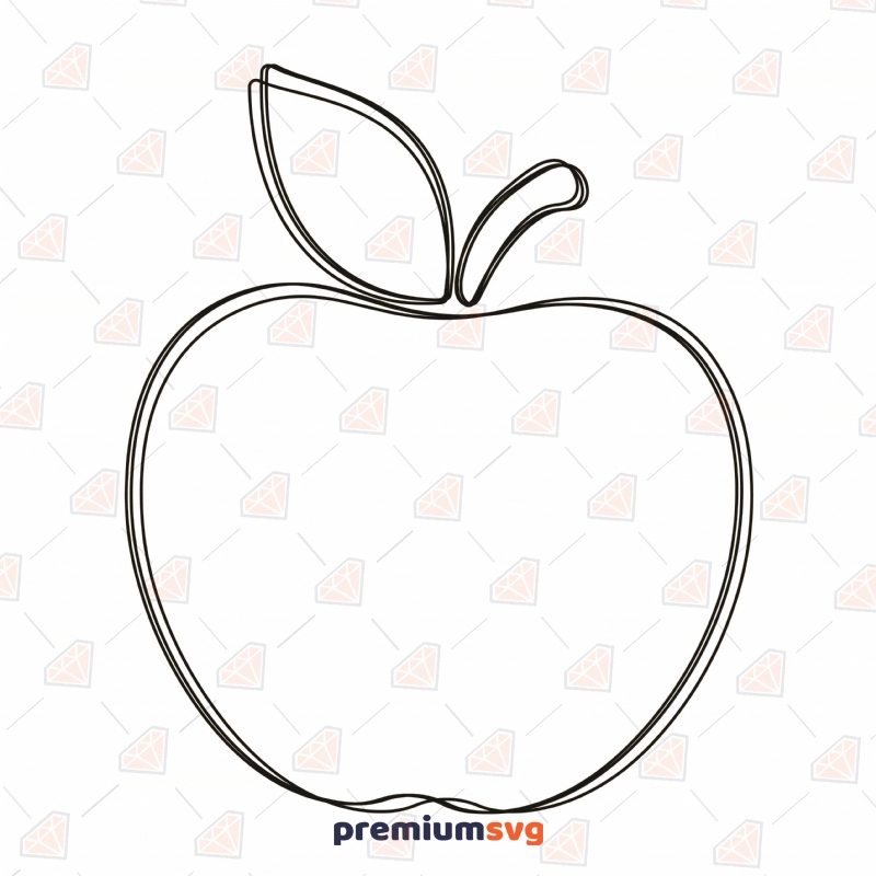 Apple Double Outline SVG, Basic Fruit SVG Cut File Fruits and Vegetables SVG Svg