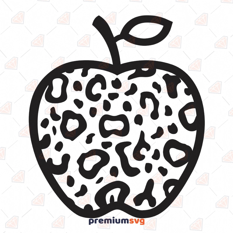 Apple Outline Inside Leopard Pattern SVG Cut File Fruits and Vegetables SVG Svg
