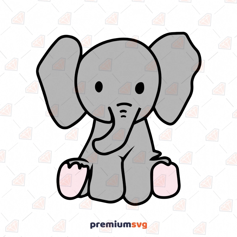 Baby Elephant SVG, Cute Elephant for Clipart Projects Wild & Jungle Animals SVG Svg