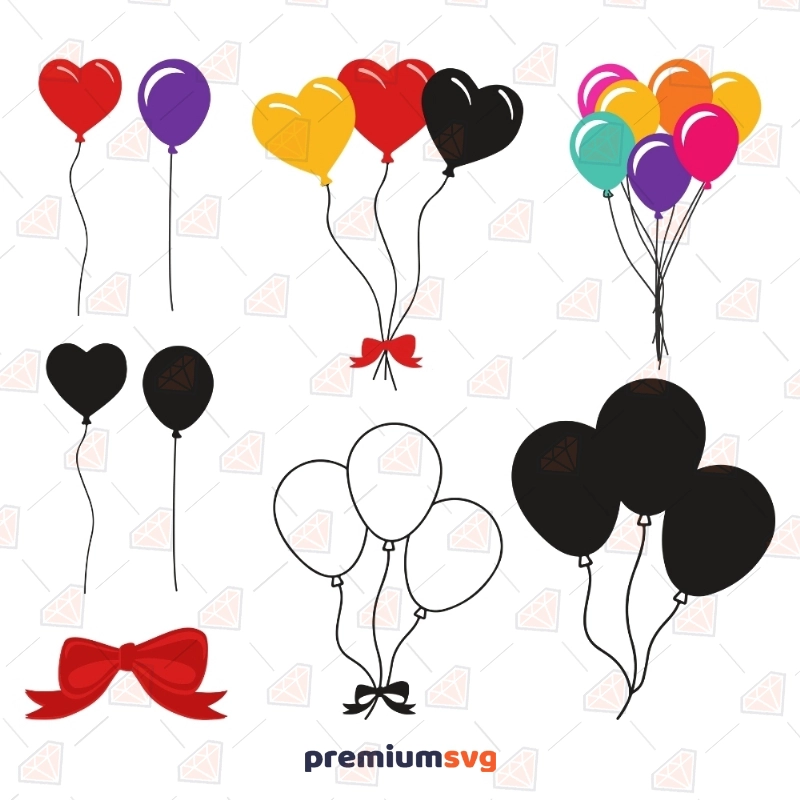 Balloons Bundle SVG Clipart Files, Balloons Vector Files Vector Illustration Svg